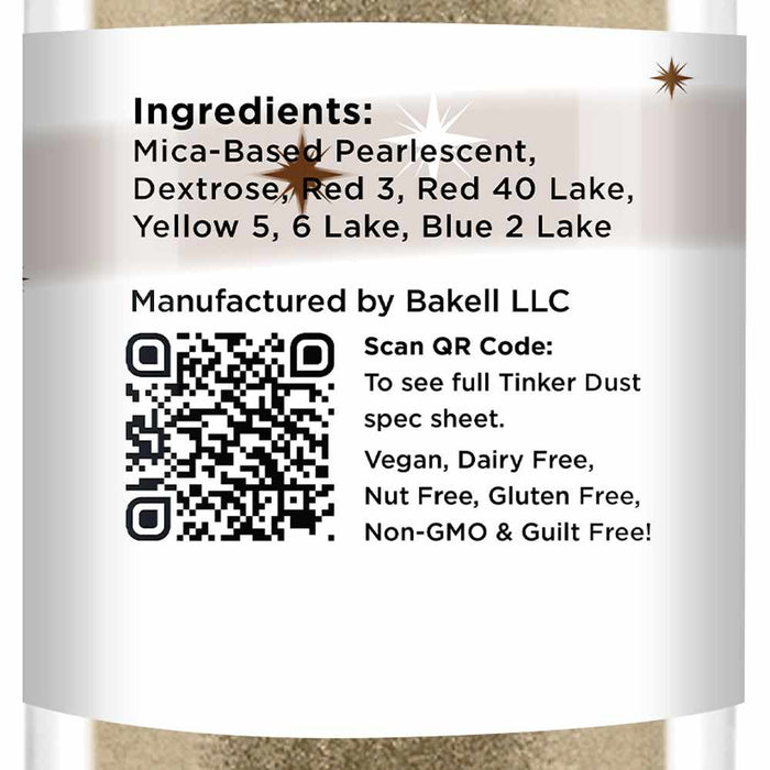 Close up view of the ingredients of a 25 gram Brown edible glitter pump . | bakell.com