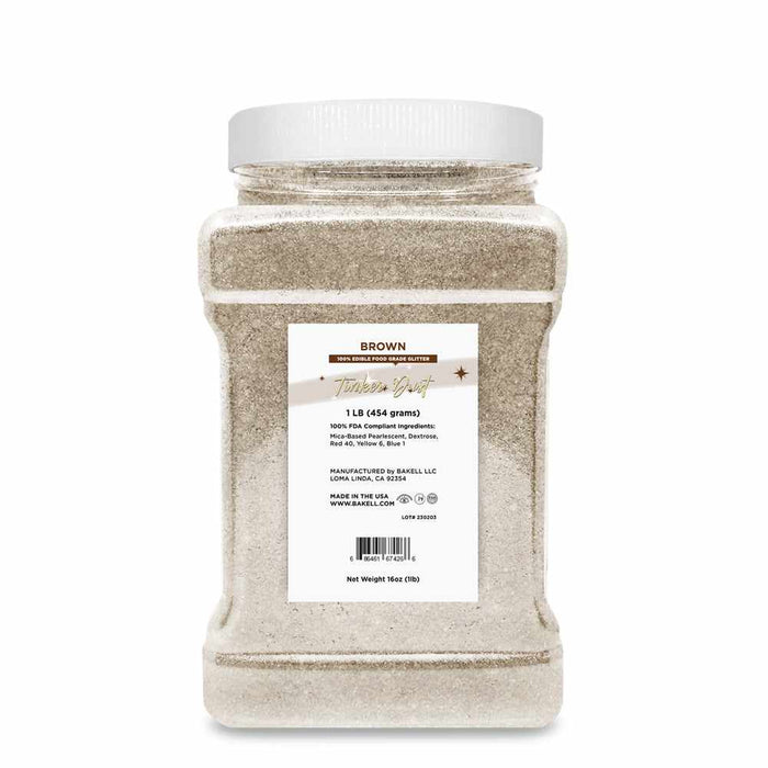 Front View of Brown Edible Glitter, 1 pound | bakell.com