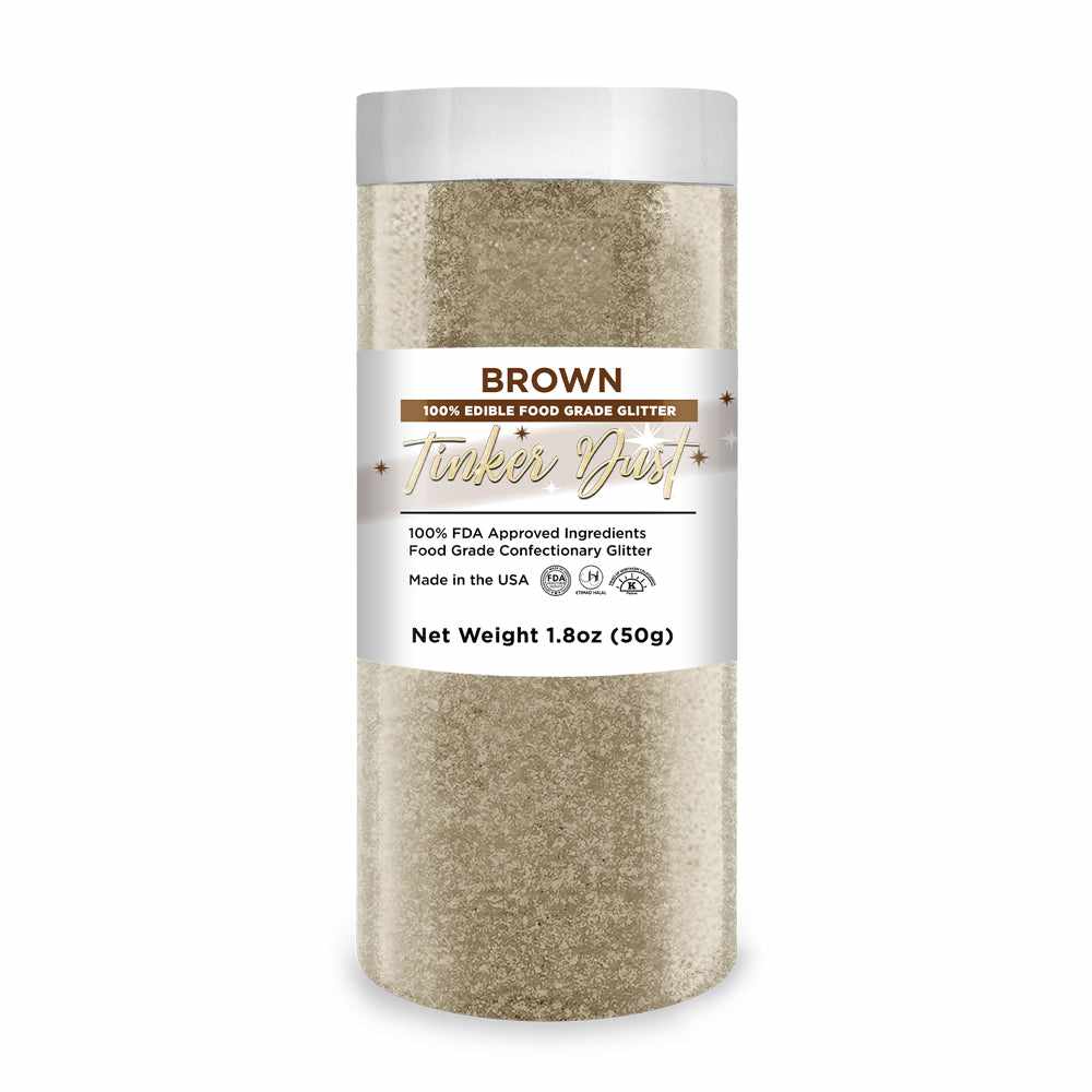 Front View of Brown Edible Glitter, 50 grams | bakell.com
