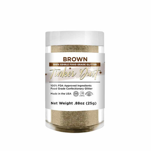 Front View of Brown Edible Glitter, 25 grams | bakell.com