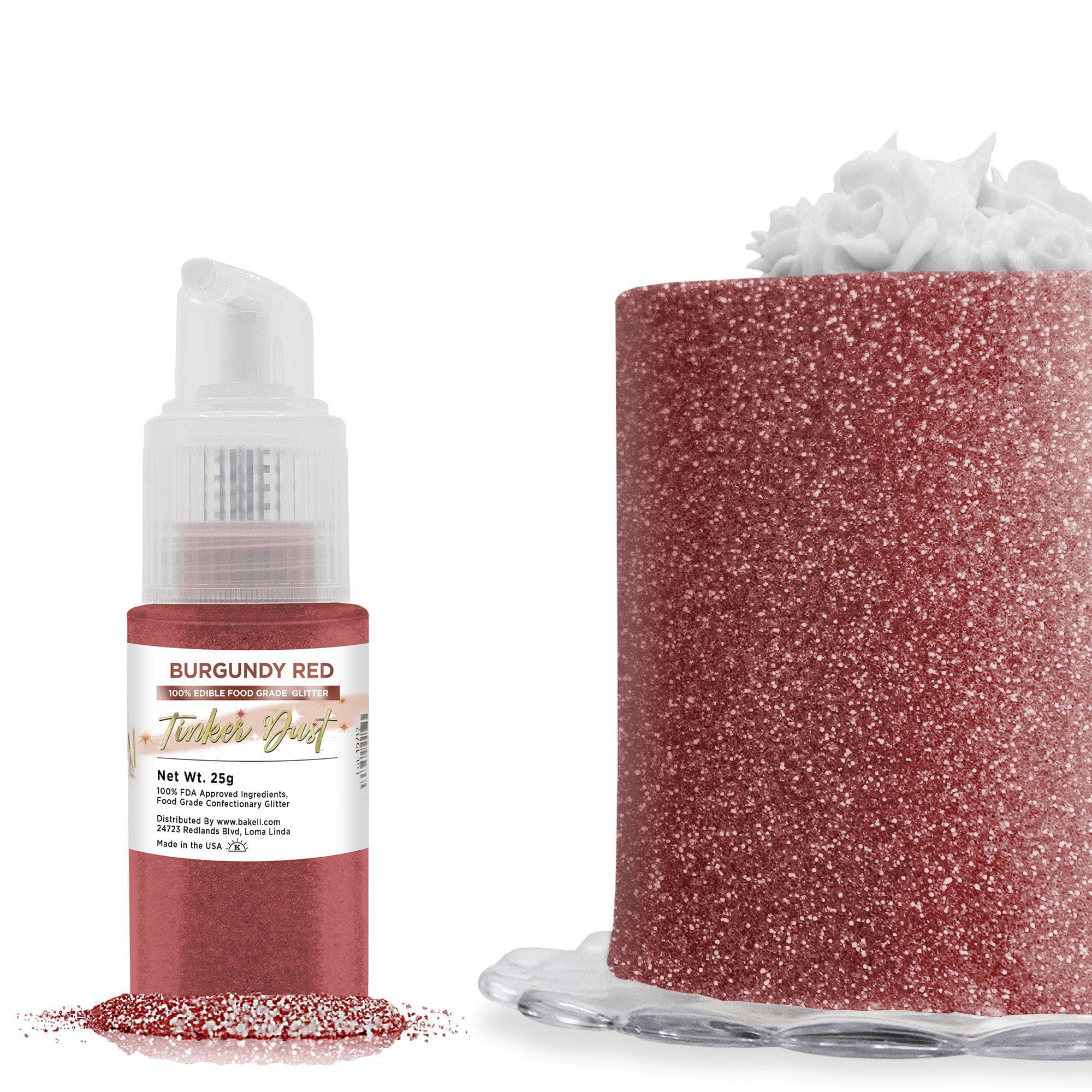 Bakell® Burgundy Red Edible Glitter, 5 Gram