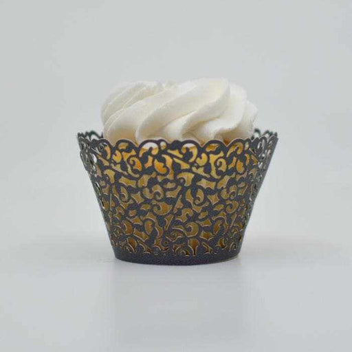 Charcoal Black Lace Cupcake Wrappers & Liners  | Bakell® Baking Products