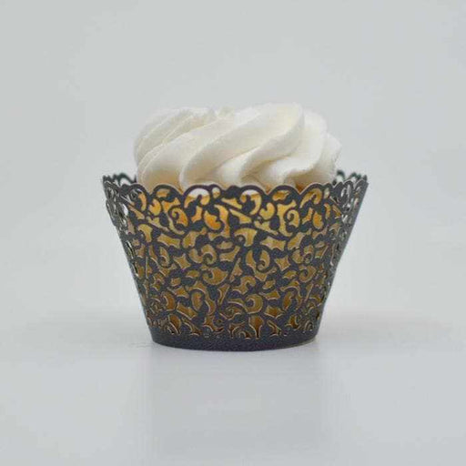 Bulk Charcoal Black Lace Cupcake Wrappers | Bakell.com