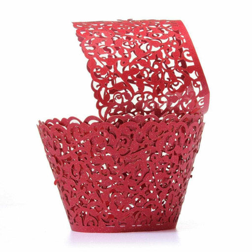 Bulk Cherry Red Butterfly Lace Cupcake Wrappers & Liners | Bakell.com