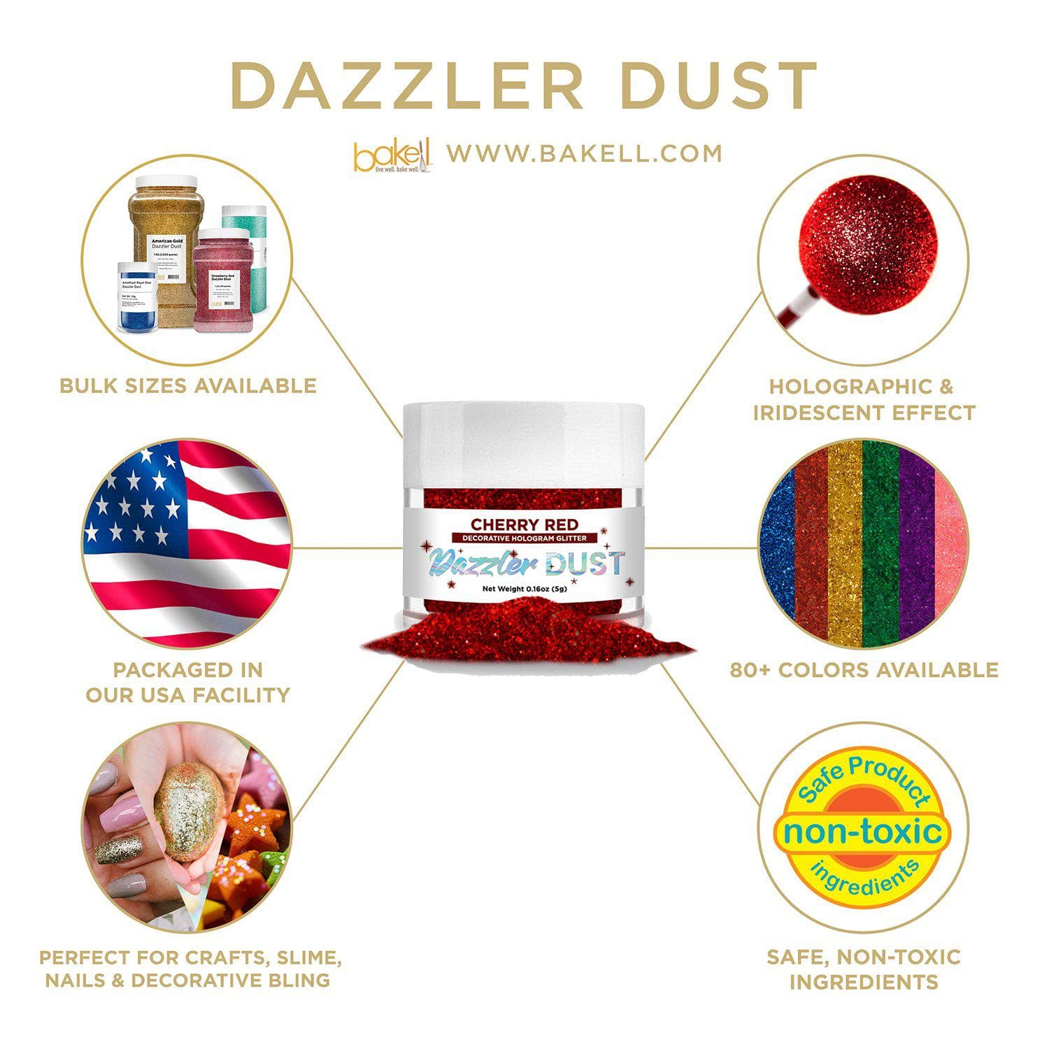 Cherry Red Dazzler Dust® 5 Gram Jar-Dazzler Dust_5G_Google Feed-bakell