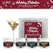 Christmas Brew Glitter set with red, silver, dark green, and gold edible beverage glitter jars, plus a martini glass.