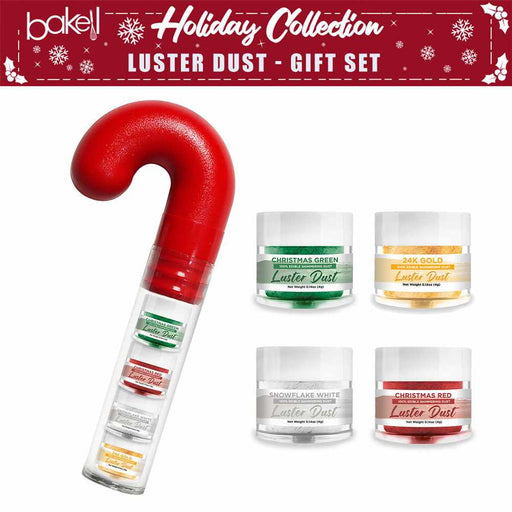 Christmas 4 PC Candy Cane Luster Dust Red & Green Set | Bakell