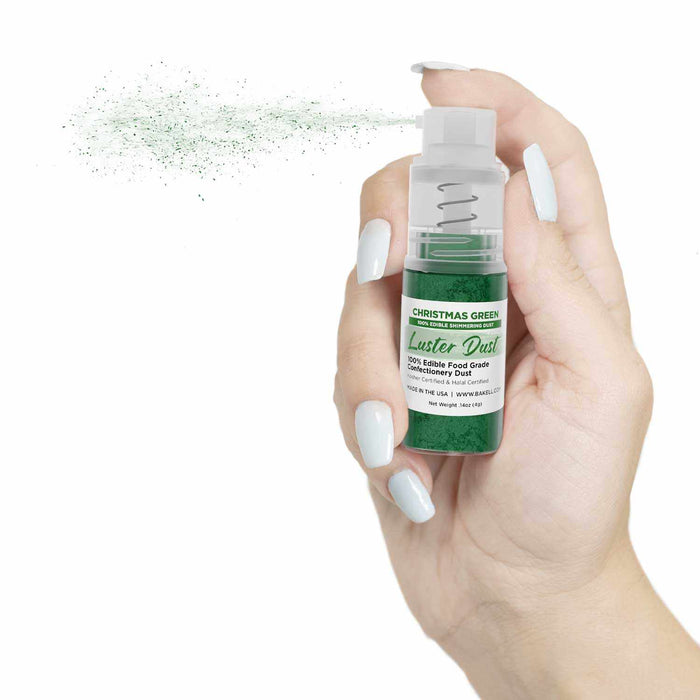 New! Miniature Luster Dust Spray Pump | 4g Christmas Green Edible Glitter