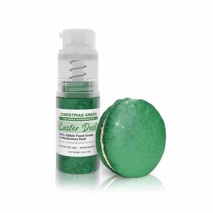 New! Miniature Luster Dust Spray Pump | 4g Christmas Green Edible Glitter
