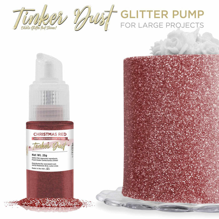 Christmas Red Edible Glitter Spray 25g Pump | Tinker Dust | Bakell
