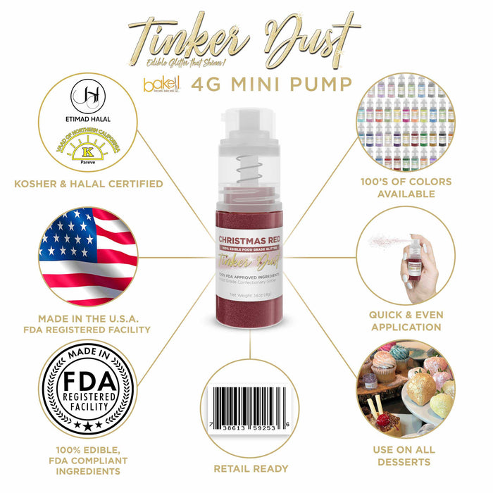Buy Now Red Tinker Dust Edible Glitter | Wholesale Pricing | 4g Pump