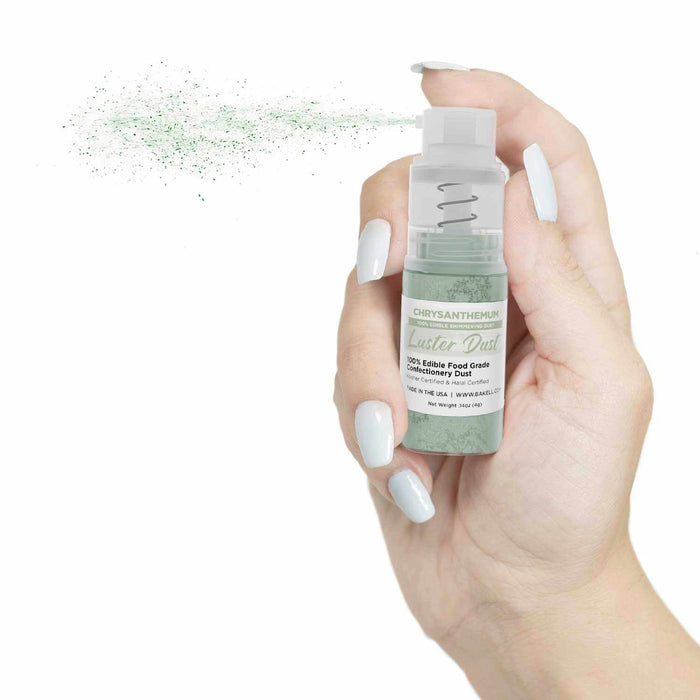 New! Miniature Luster Dust Spray Pump | 4g Chrysanthemum Green Edible Glitter