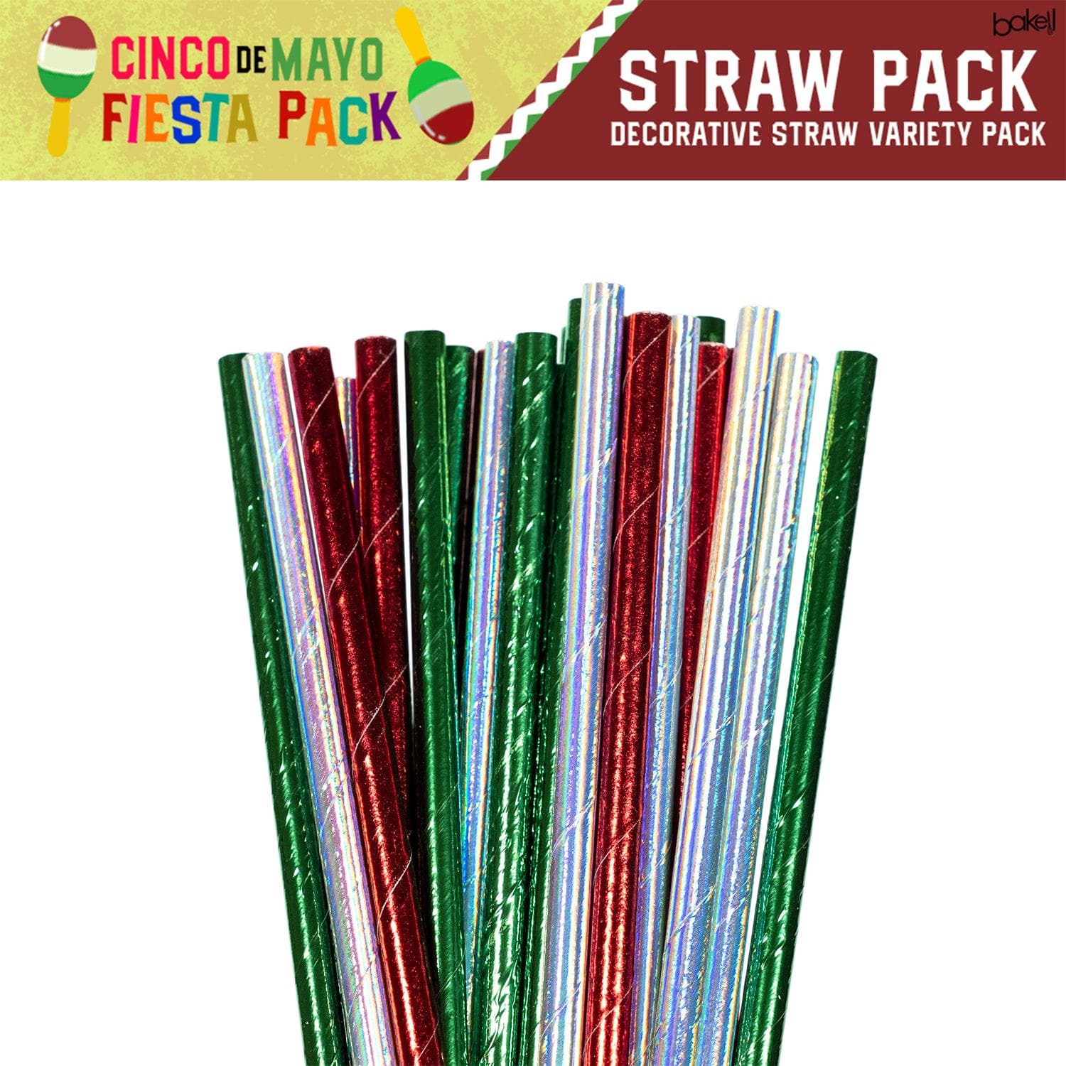 Cinco De Mayo Cake Pop Suave Straw Pack (3 PC SET)-Cake Pop Straws_Set-bakell