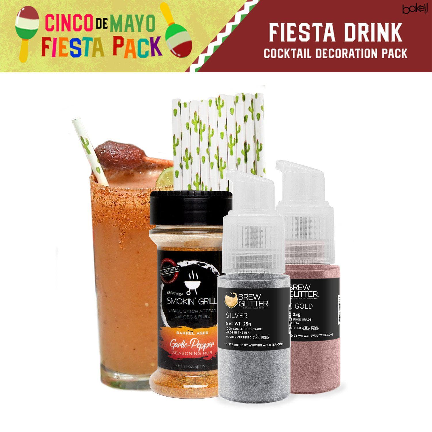 Cinco de Mayo Fiesta Drink Cocktail Decoration Pack Gift Set (4 PC SET)-Cinco de Mayo_Gift Set-bakell