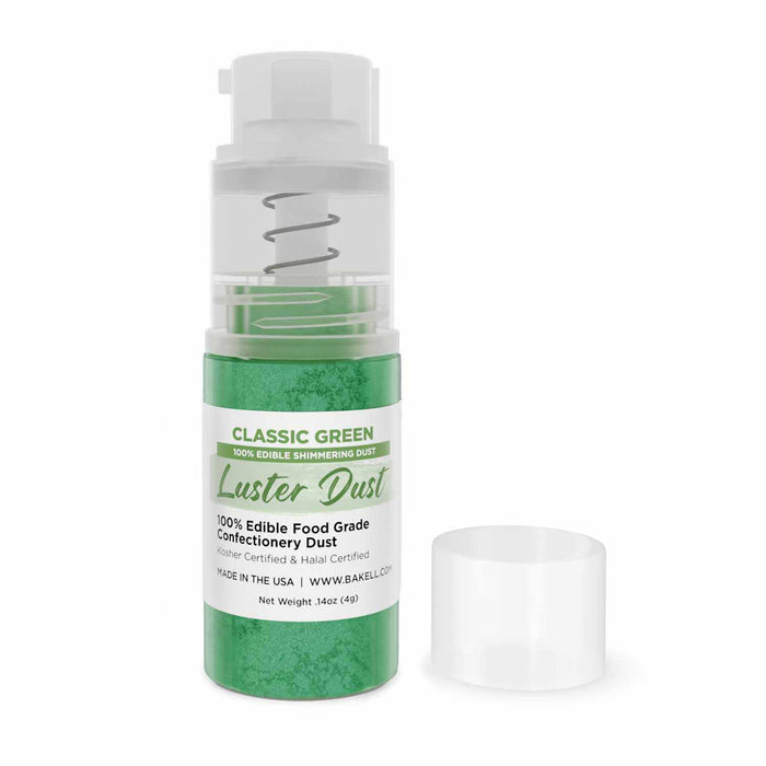 New! Miniature Luster Dust Spray Pump | 4g Classic Green Edible Glitter