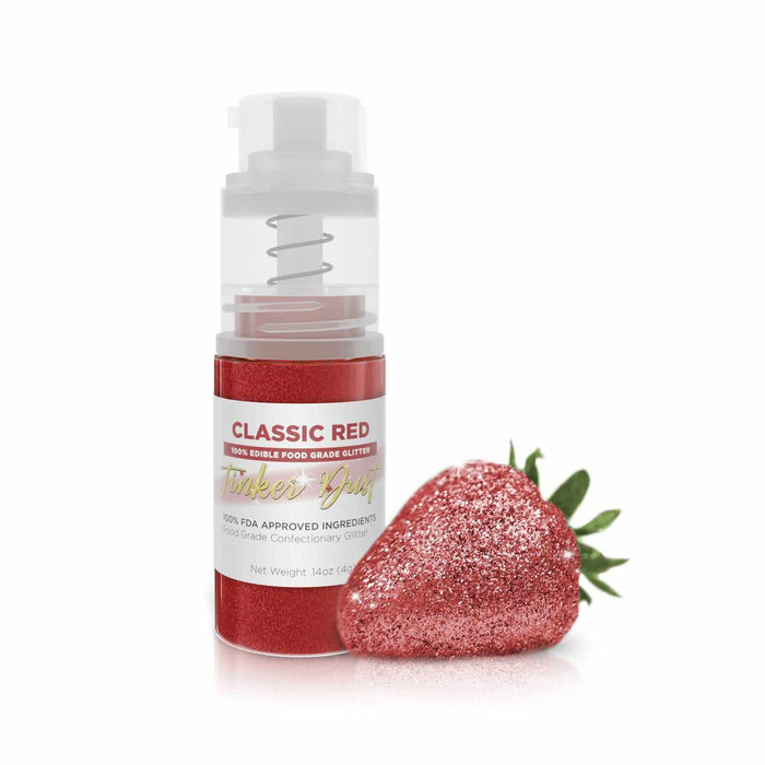 New! Miniature Luster Dust Spray Pump | 4G Classic Red Edible Glitter