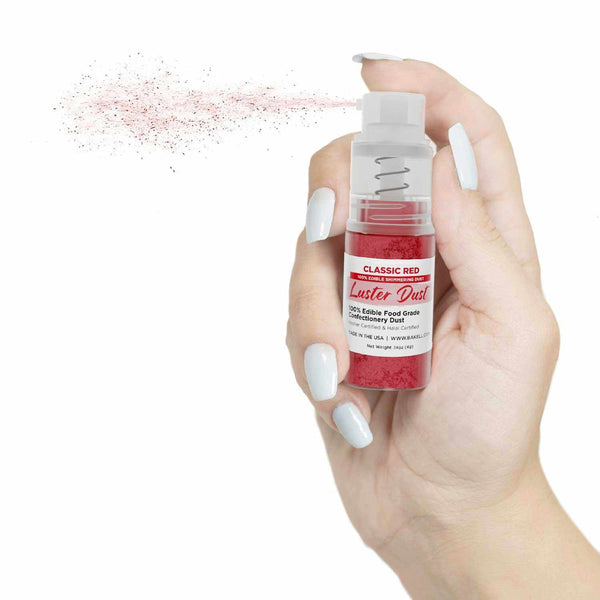 New! Miniature Luster Dust Spray Pump | 4G Classic Red Edible Glitter