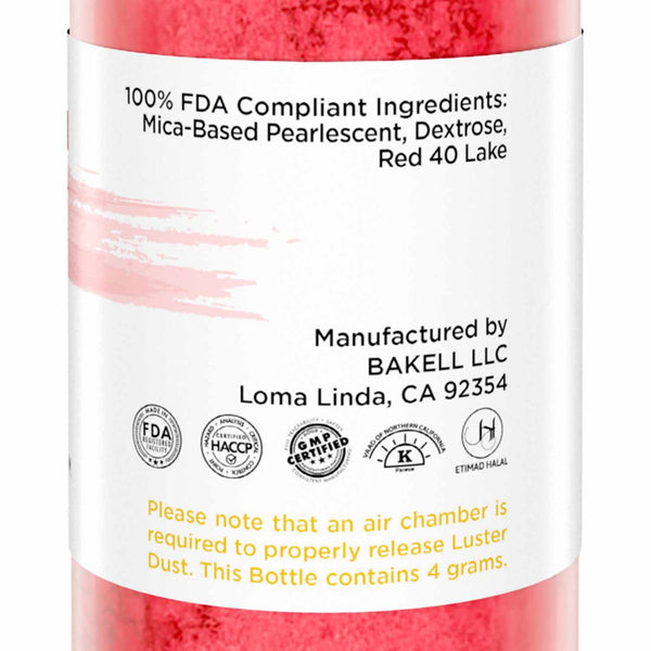 New! Miniature Luster Dust Spray Pump | 4G Classic Red Edible Glitter