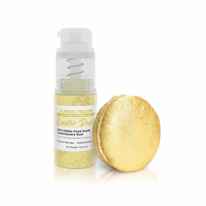 New! Miniature Luster Dust Spray Pump | 4g Classic Yellow Edible Glitter