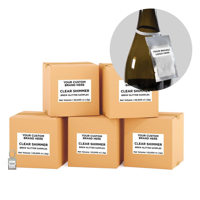Clear Shimmer Private Label Brew Glitter Hang Tags | Bakell