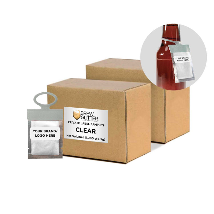 Clear Shimmer Private Label Brew Glitter Hang Tags | Bakell