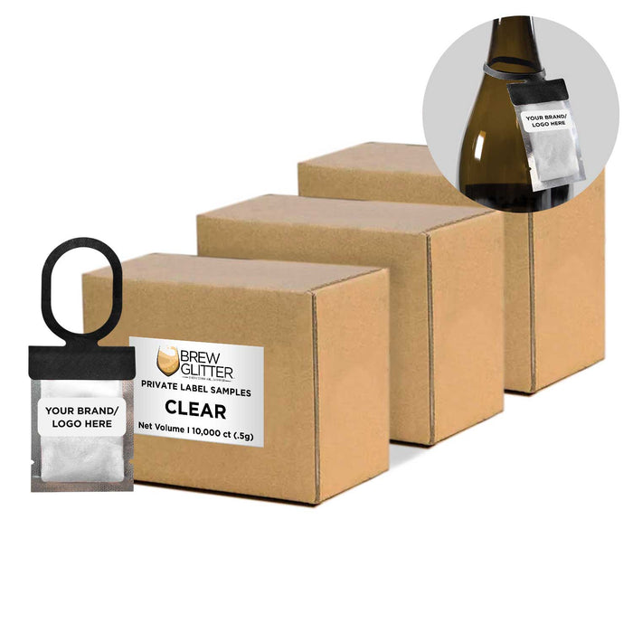 Clear Shimmer Private Label Brew Glitter Hang Tags | Bakell