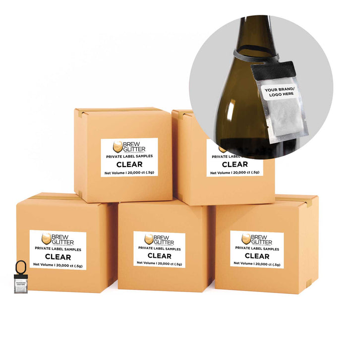 Clear Shimmer Private Label Brew Glitter Hang Tags | Bakell