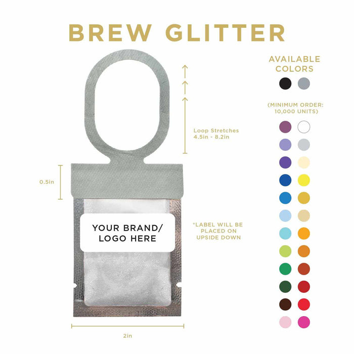 Clear Shimmer Private Label Brew Glitter Hang Tags | Bakell
