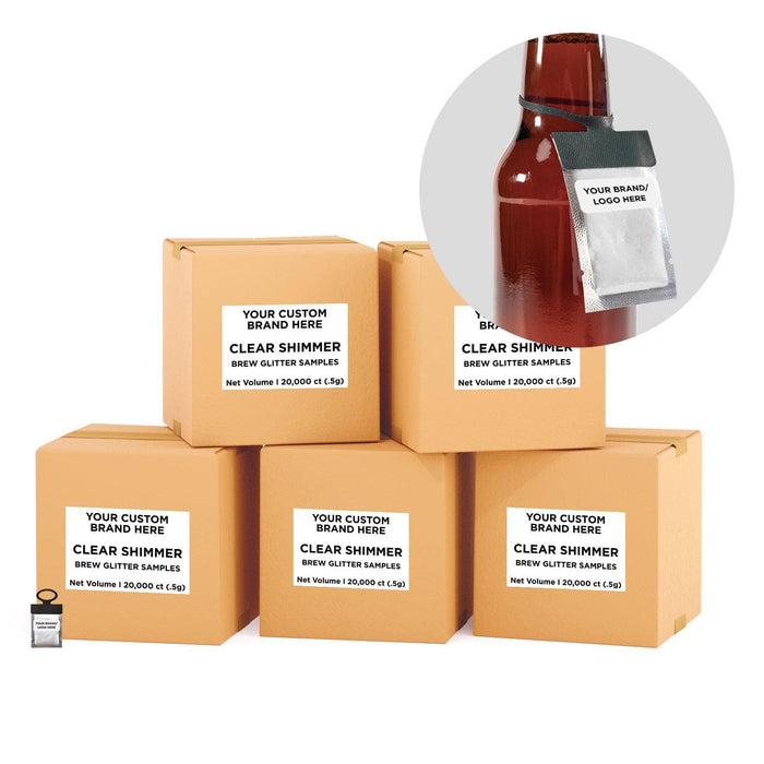 Clear Shimmer Private Label Brew Glitter Hang Tags | Bakell
