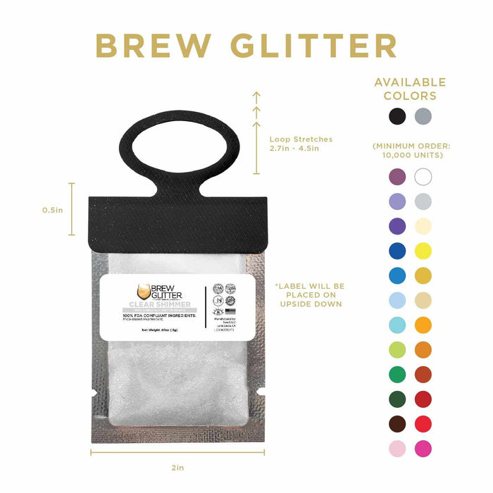 Clear Shimmer Wholesale Brew Glitter Hang Tags | Bakell