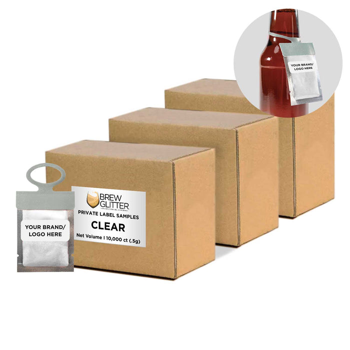 Clear Shimmer Private Label Brew Glitter Hang Tags | Bakell