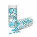 Krazy Sprinkles cloud-shaped edible sprinkles in white and light blue, in two clear plastic jars.