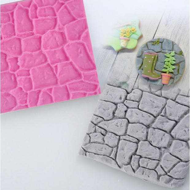 Cobble Stone Rock Wall Silicone Mold | Bakell.com