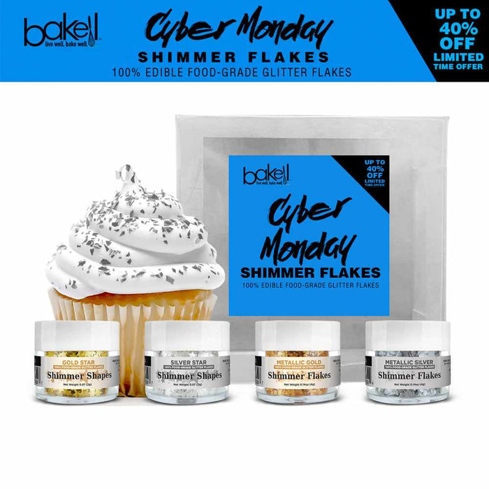 Cyber Monday  Flakes & Shapes Set A | 4 PC Edible Toppers | Bakell
