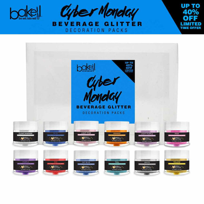 Cyber Monday 12 PC Brew Glitter Set B | Sky Blue & Red | Bakell