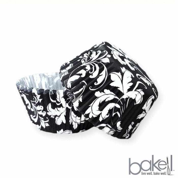 Damask Black & White Print Standard Size Cupcake Wrappers & Liners  | Bakell® Baking Products