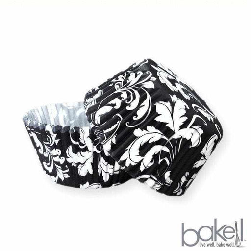 Bulk Damask Black & White Print Cupcake Wrappers & Liners | Bakell.com
