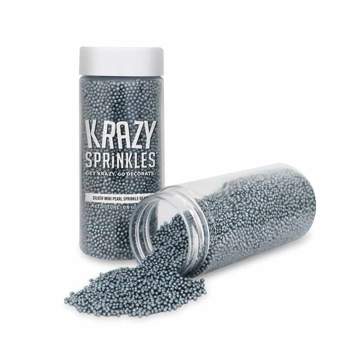 Dark Silver Pearl Mini Sprinkle Beads-Krazy Sprinkles_HalfCup_Google Feed-bakell