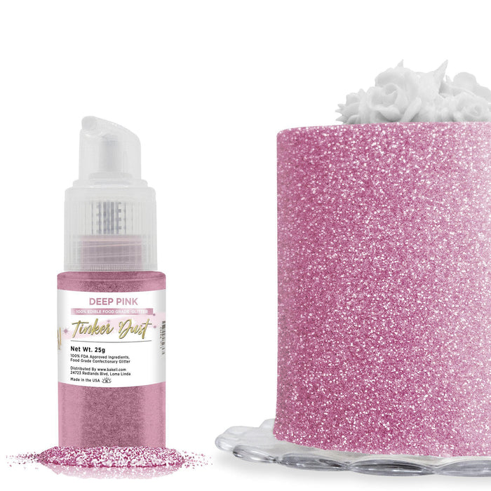 Deep Pink Edible Glitter Spray 25g Pump | Tinker Dust | Bakell