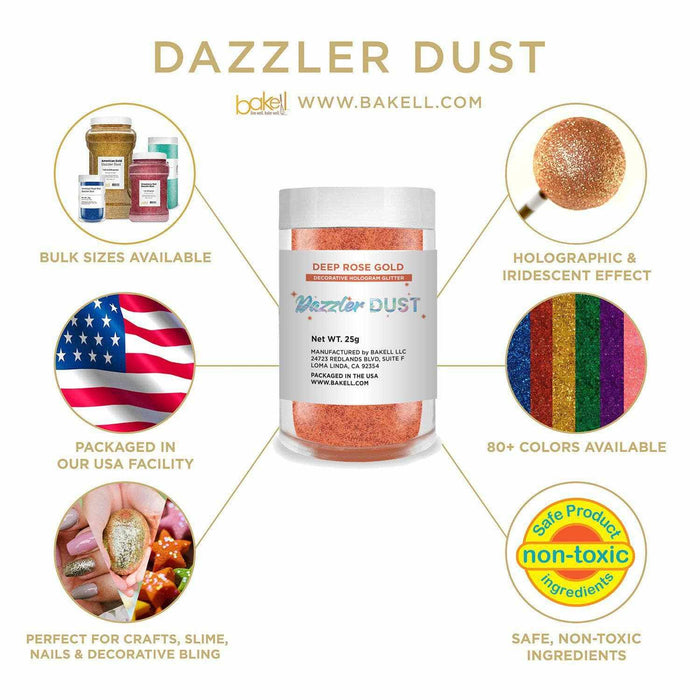 Bulk Size 25g Deep Rose Gold Dazzler Dust | Bakell