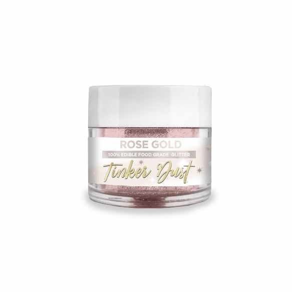 Front View of Rose Gold Edible Glitter, in a 5 gram Jar | bakell.com