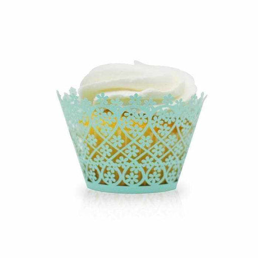 Bulk Emerald Blue Lace Floral Cupcake Wrappers & Liners | Bakell.com