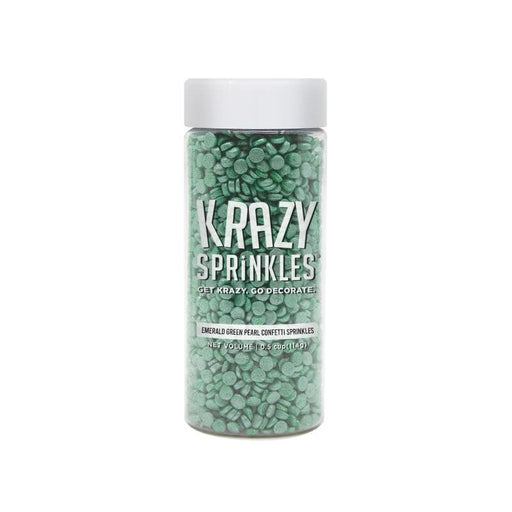 Emerald Green Pearl Confetti Sprinkles-Krazy Sprinkles_HalfCup_Google Feed-bakell