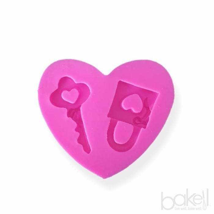Fashion Purse Themed Lock and Heart | 1" x 1" Designs-Silicone Molds-bakell
