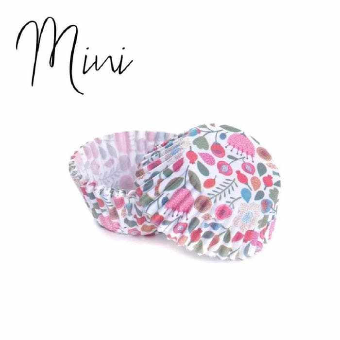 Floral Pattern Print Mini Cupcake Wrappers & Liners | Bakell® Baking Products