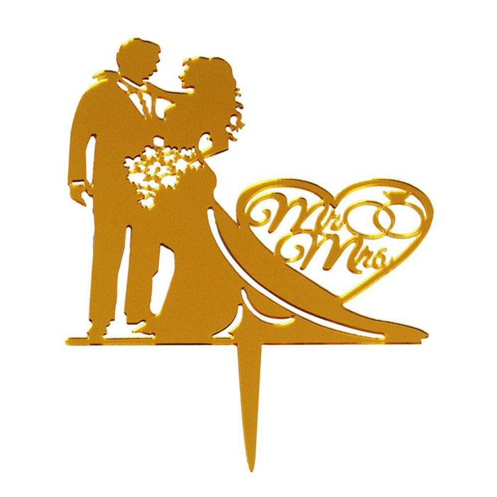 Gold Bouquet Mr. And Mrs. | Wedding Cake Topper | Bakell