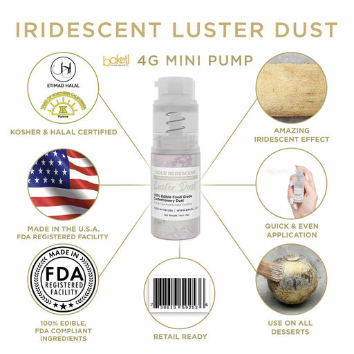 New! Miniature Luster Dust Spray Pump | Gold Iridescent Edible Glitter