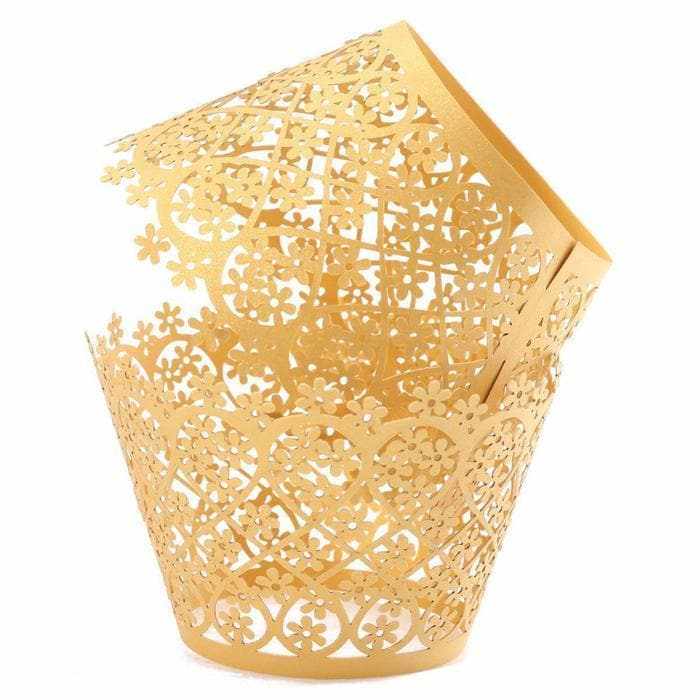 Gold Lace Cupcake Wrappers & Liners | 10,000 PCS (BULK)-Custom Order-bakell