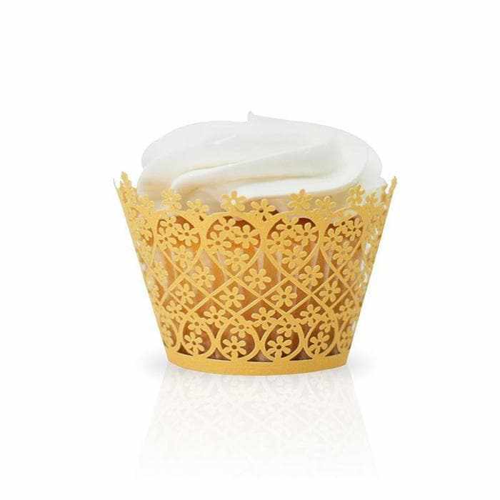 Gold Lace Cupcake Wrappers & Liners | Bakell.com