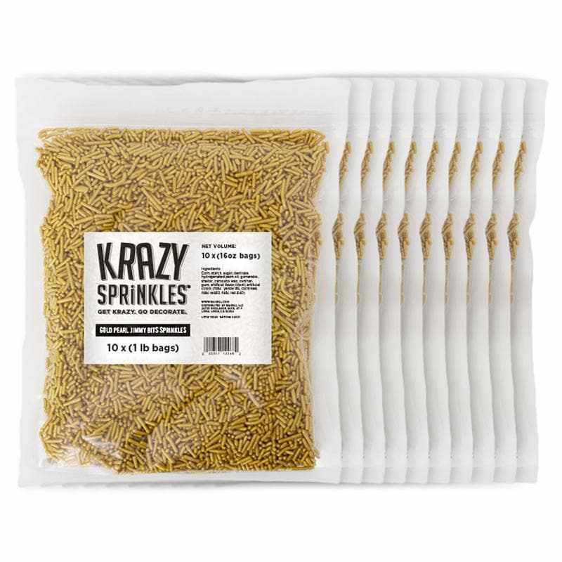 Gold Jimmies Sprinkles by Krazy Sprinkles | #1 Brand for Sprinkles 10 lb